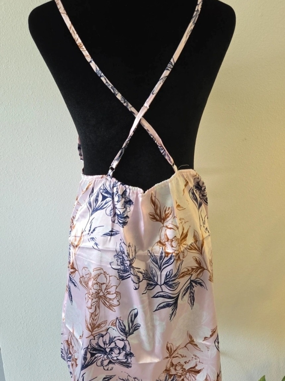 Satin Floral Chemise & Long Robe Set - Pink Floral - Picture 5 of 5